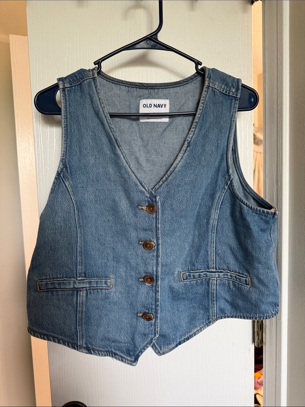 Old Navy Blue Denim Button Vest